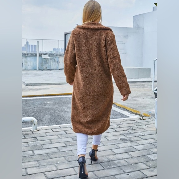 Double Button Teddy Midi Coat - Picture 4 of 8